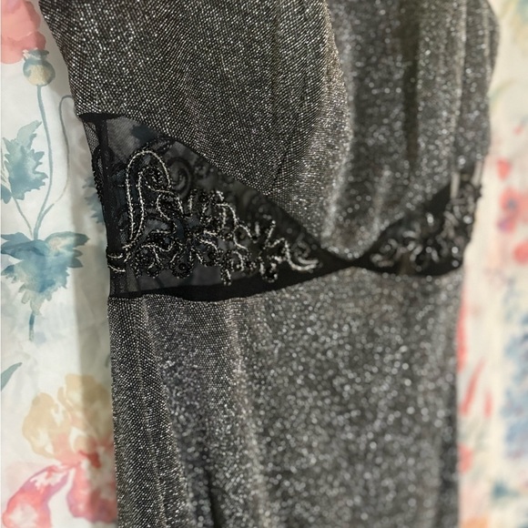 Vintage Bari Jay Glittering Black and Silver Maxi Dress - Picture 4 of 11